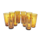 Set of 12 ochre oiglasses in bubbled blown glass