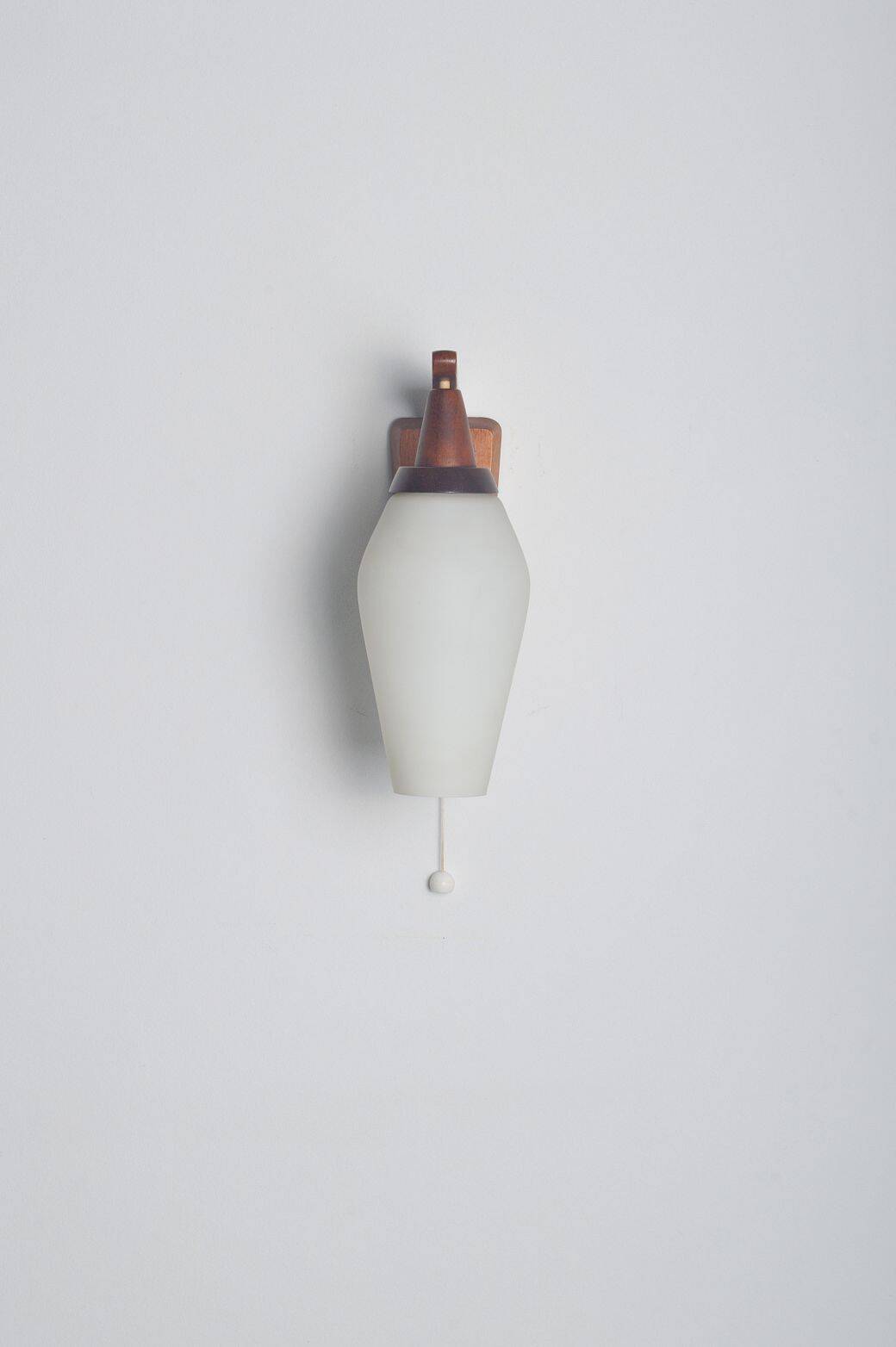 Danish wall lamp in teak with milk glass, 1960s