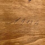 Large Art Deco wall-mounted coat rack in wood and chrome metal with mirror