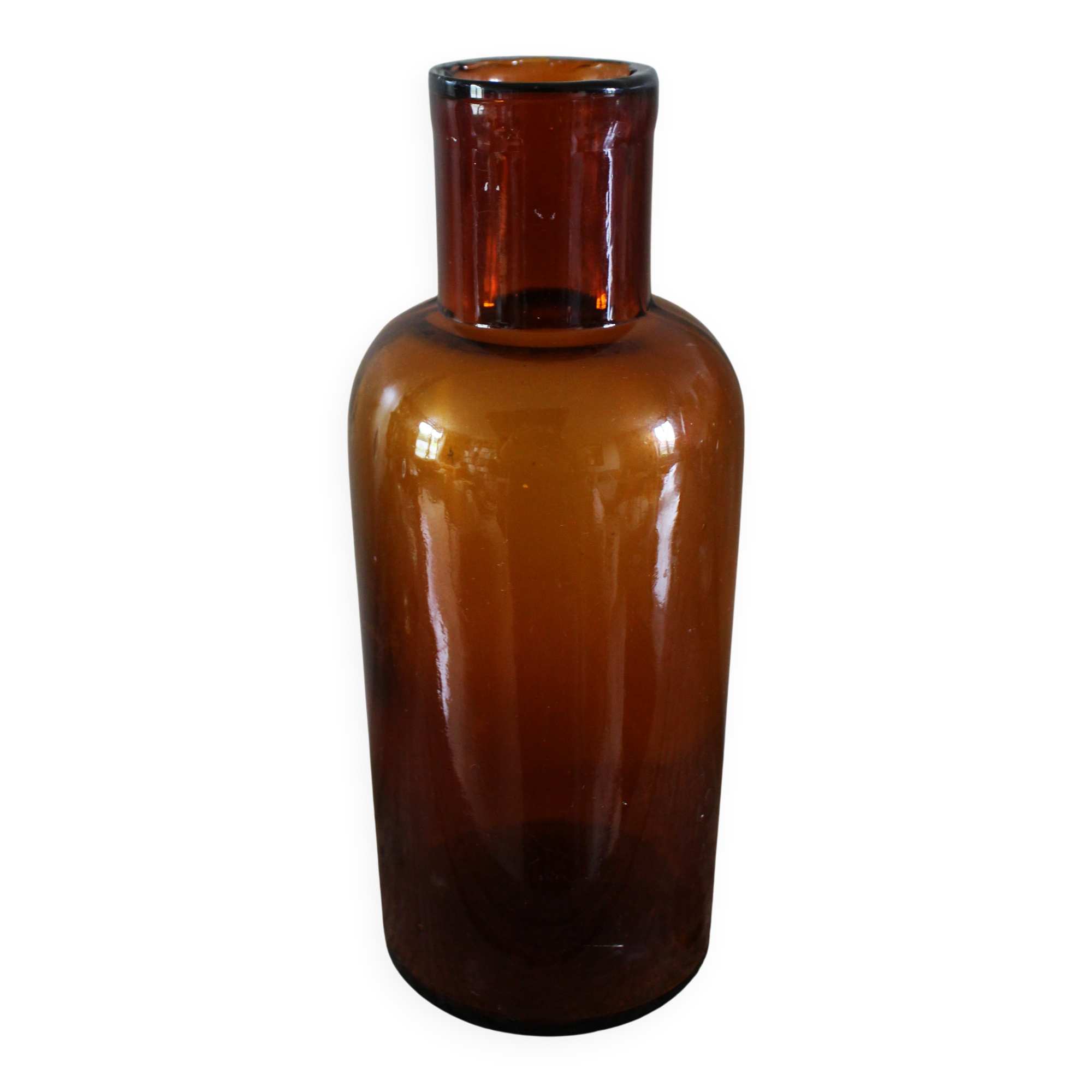 Vase flacon en verre ambré