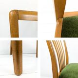 Lot de 4 chaises Mid-Century à barreaux, tissu vert foncé