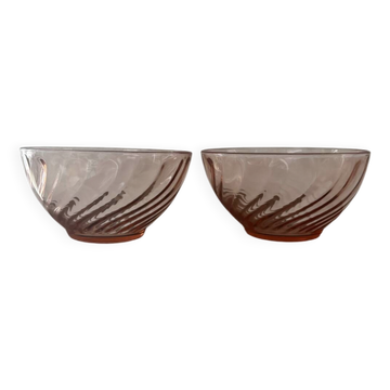 Vintage set of two Arcoroc Rosaline bowls