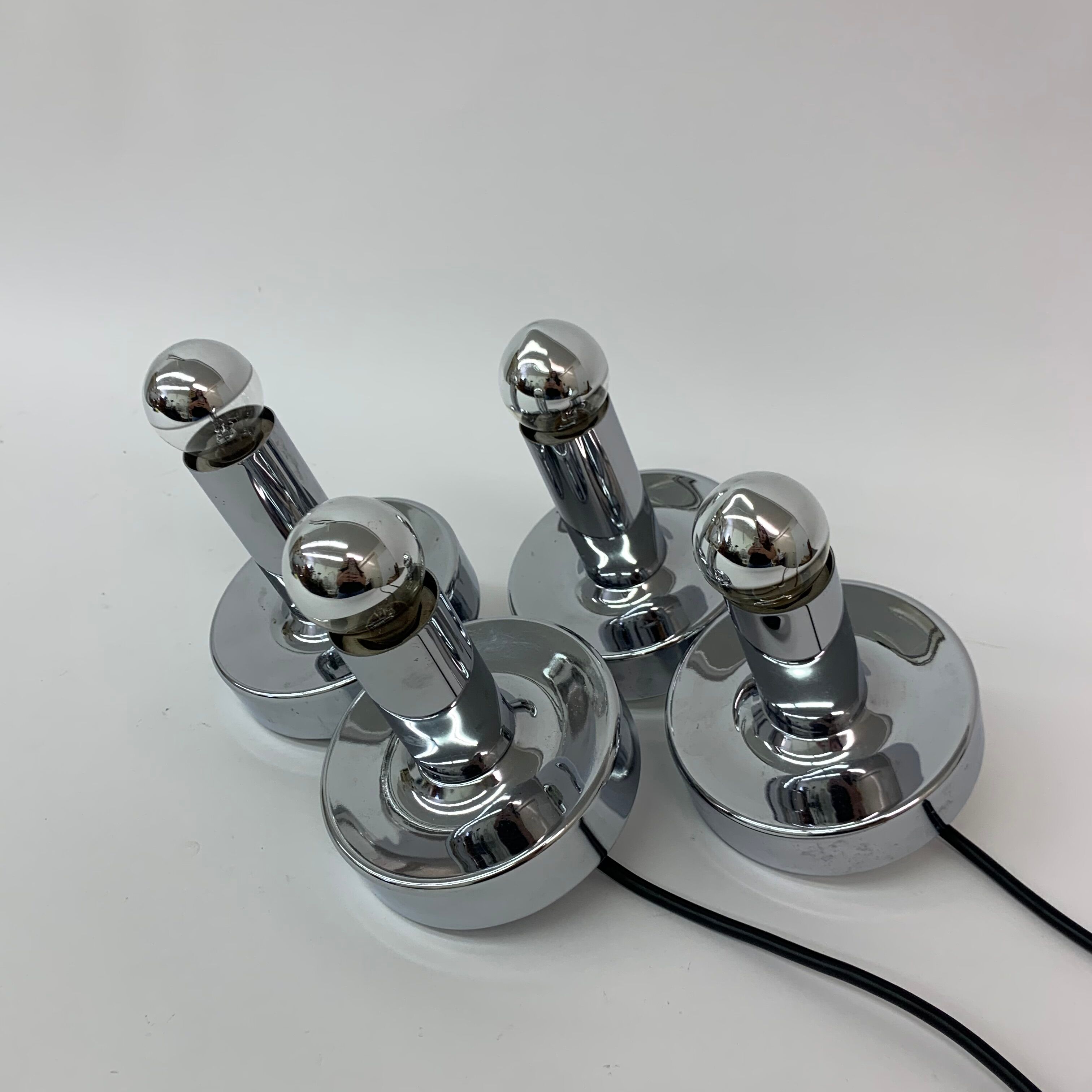 Set of 2 Space age chrome bedside lamps , 1970’s