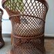 Pair of vintage bamboo rattan armchairs