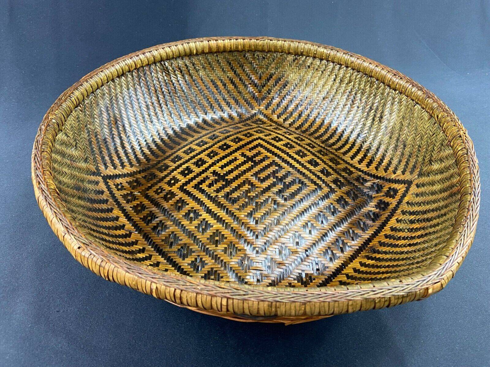 China woven bamboo rice or tea basket late 19th century early 20th century