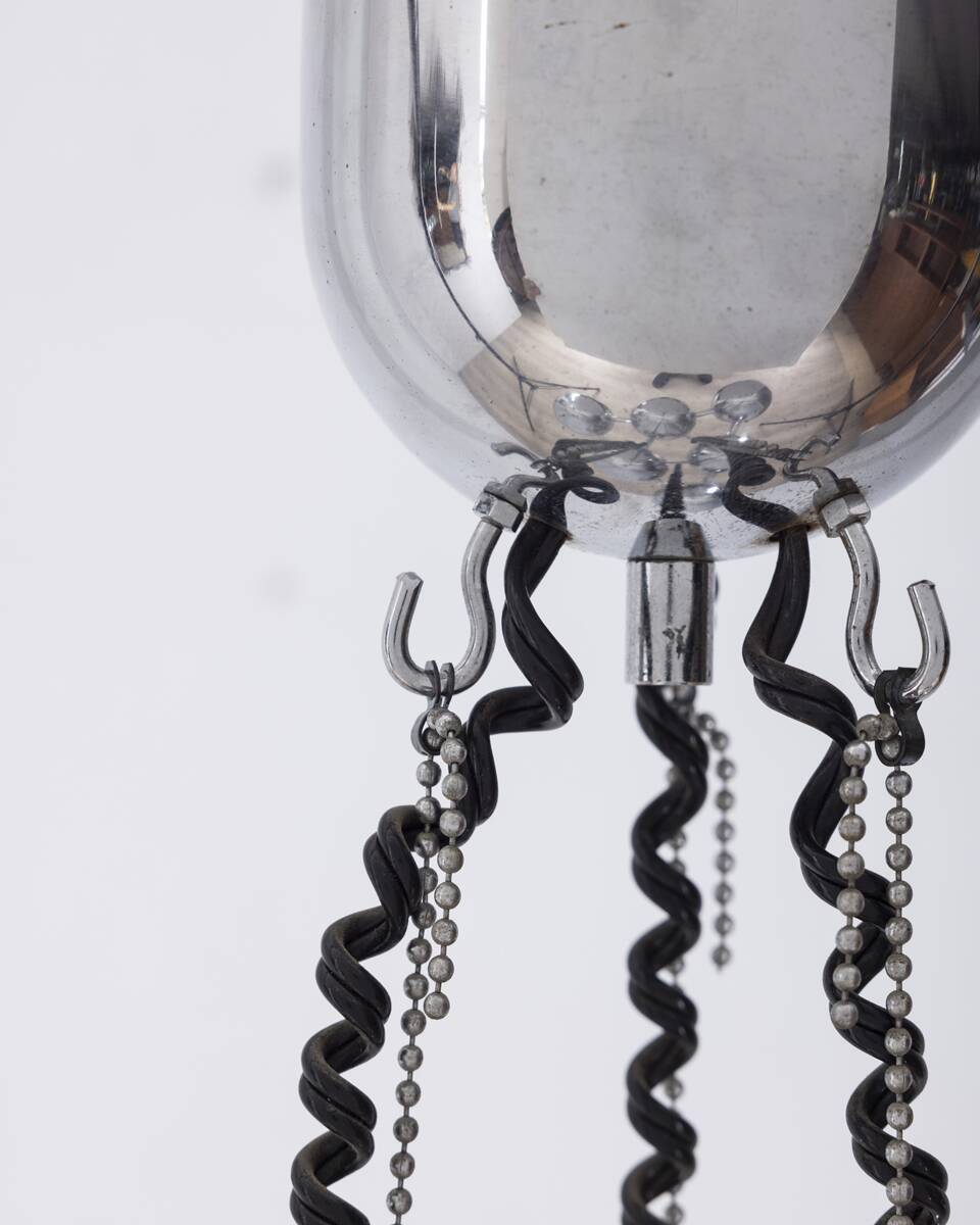 Vintage 1970s chrome-plated chandelier designed by Goffredo Reggiani