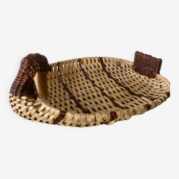 Bamboo and wicker duck basket