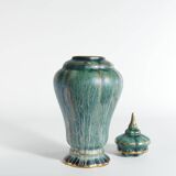 Art Deco Green Lustre Glaze Lidded Vase by Josef Ekberg Gustavsberg, 1920's