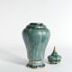 Art Deco Green Lustre Glaze Lidded Vase by Josef Ekberg Gustavsberg, 1920's