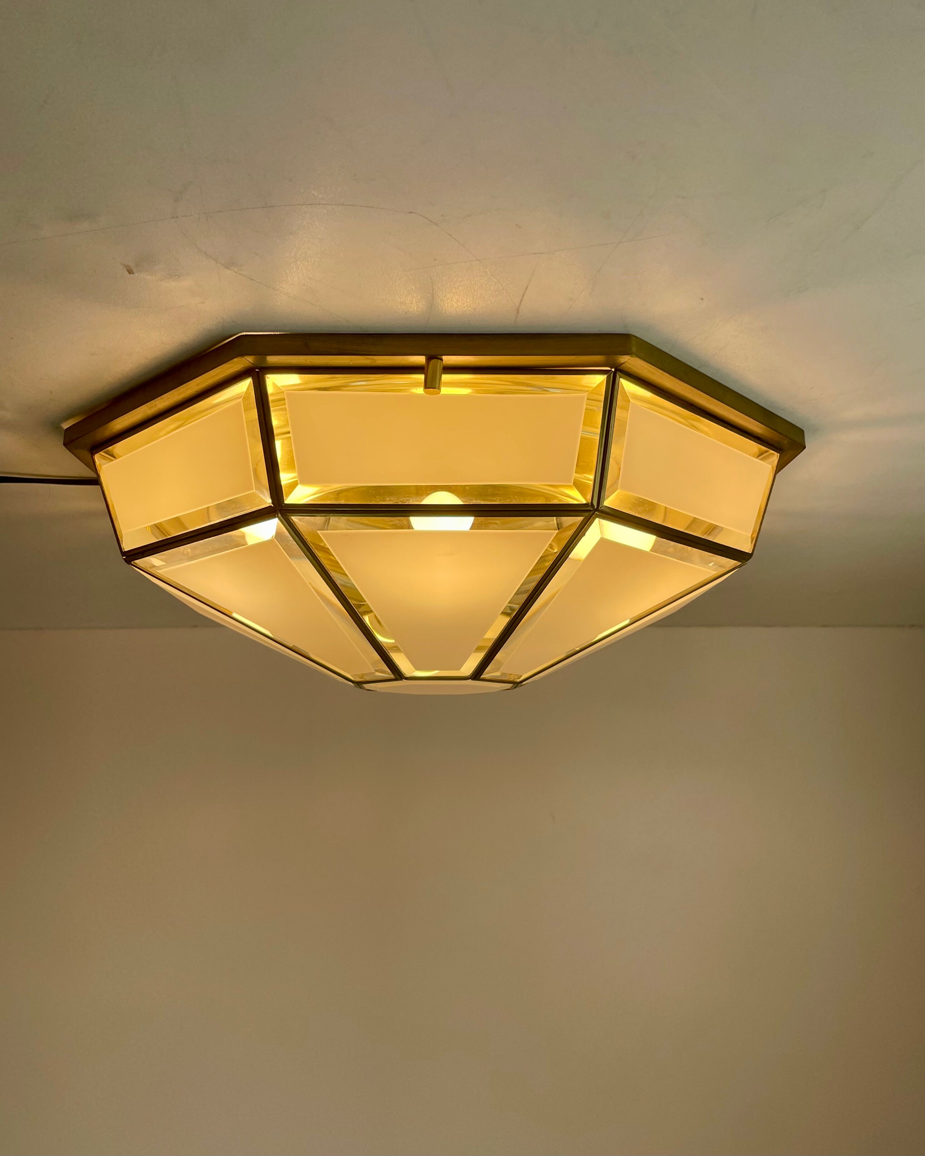 Hollywood Regency, Brass, Ceiling Lamp by Deknudt, Belgium, 1980s
