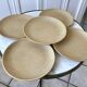 lot of 5 flat stoneware plates Made in France 70s