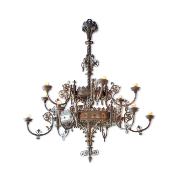 Large Antique Metal Chandelier