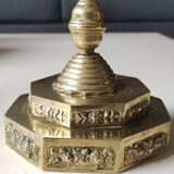 5-branched Jewish menorah/candlestick. Dedicated to mourning. In gilded bronze.