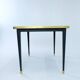 Dining Table, High Gloss Laminate, Brass, Tapered Legs, Midnight Blue - M