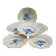 Six Art Deco Digoin earthenware soup bowls with blue rose motif