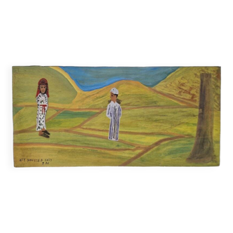 Saïd Aït Youssef (1920-1986) - Gouache on paper - Figures in the countryside