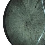 Modern Sculptural Concave Blue Glass Round French Mirror, Unique Piece