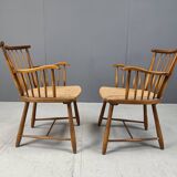 WKS 7 Armchairs with Wickerwork Seat by Arno Lambrecht for Wk Möbel, Germany, 1950s - set of 4
