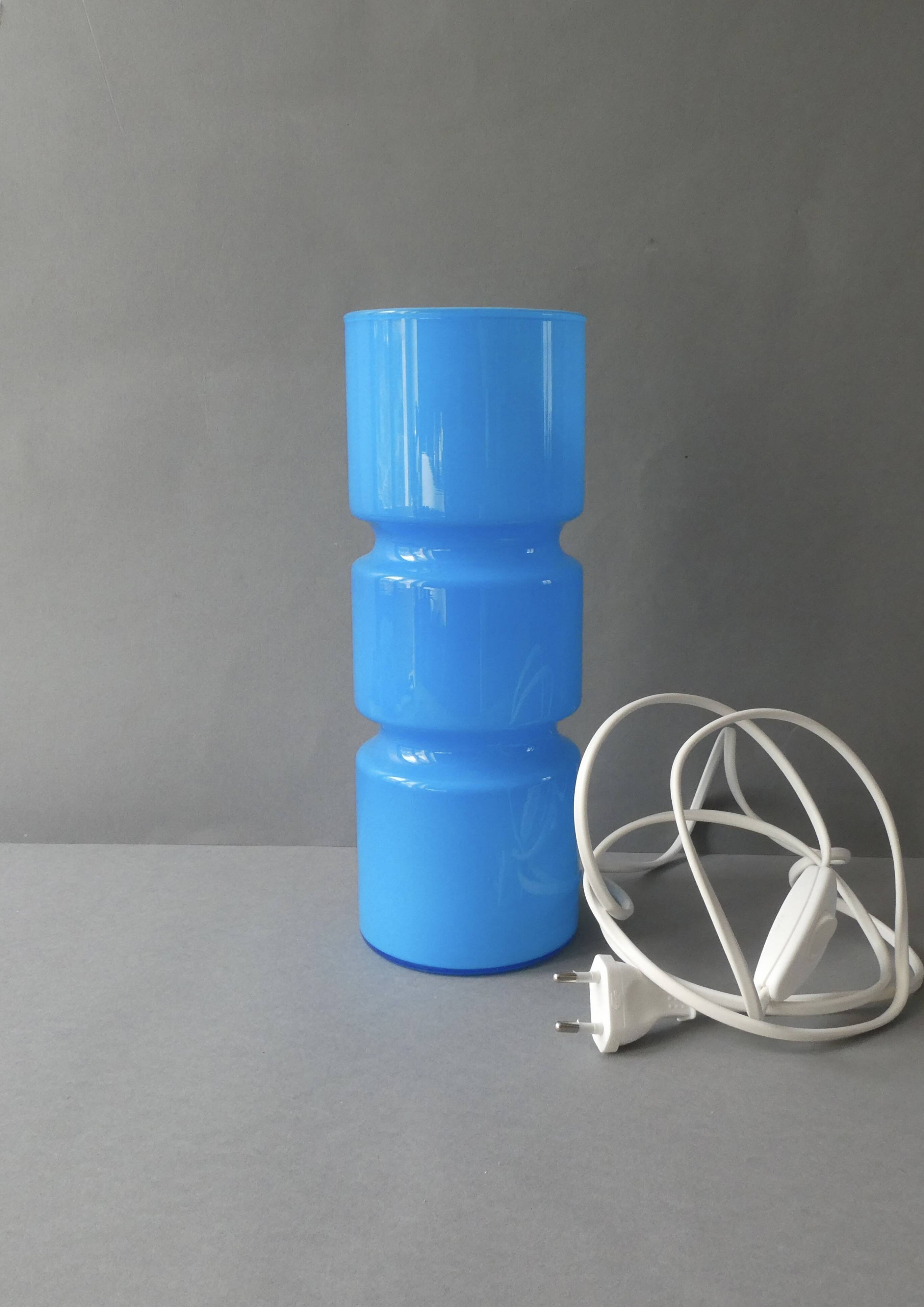 Lampe Fitz en verre bleu, Habitat, 1990