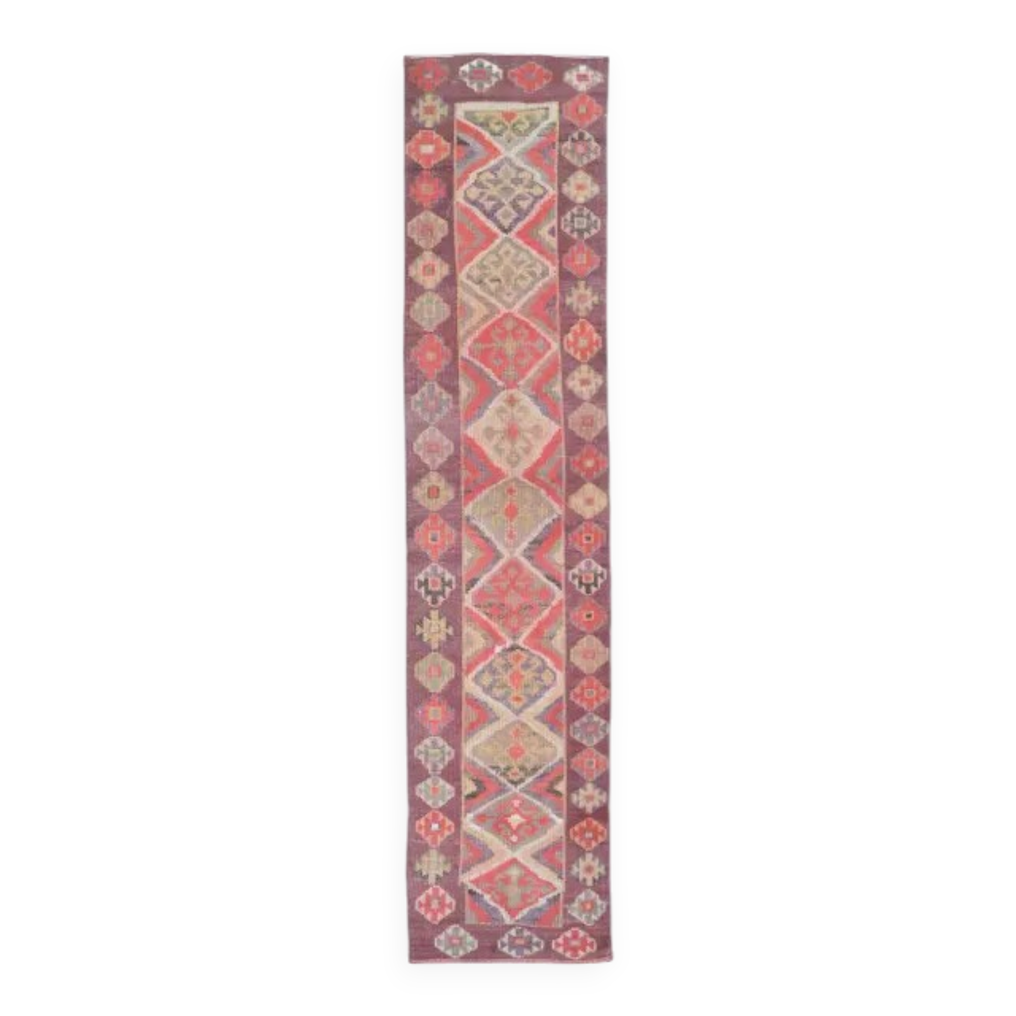 1970s Vintage Turkish Hand-Knotted Herki Runner 73x317
