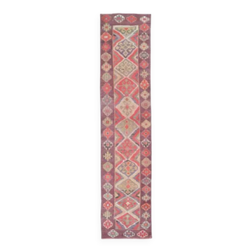 1970s Vintage Turkish Hand-Knotted Herki Runner 73x317