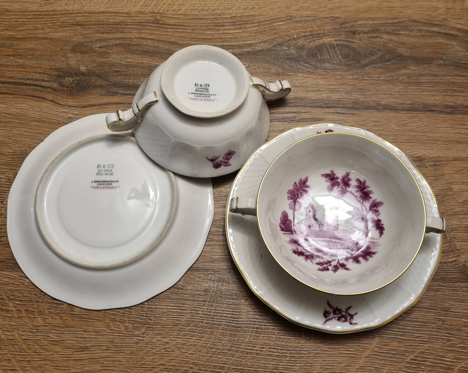 Tea cups, Limoges porcelain breakfast by Bernardaud.