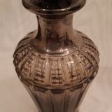 Carafe, glass and pot Portieux in smoked glass and silver art deco