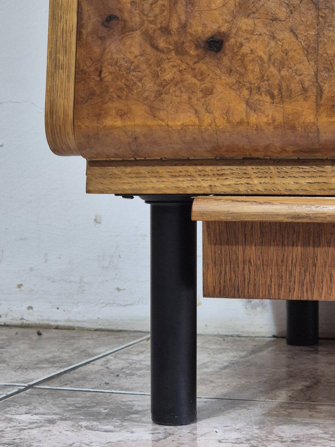 Vintage Czech Burr Walnut Bar Cabinet 1950s