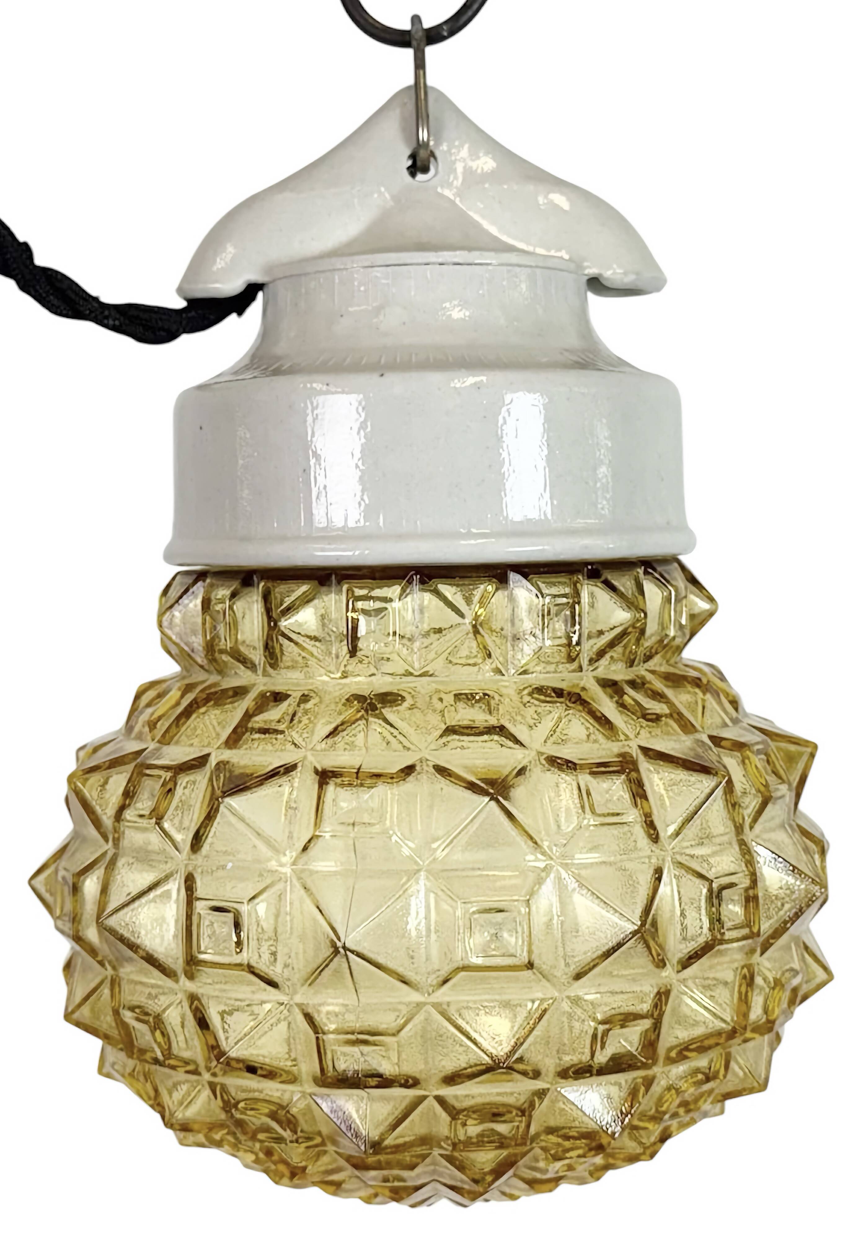 Vintage White Porcelain Pendant Light, 1970s