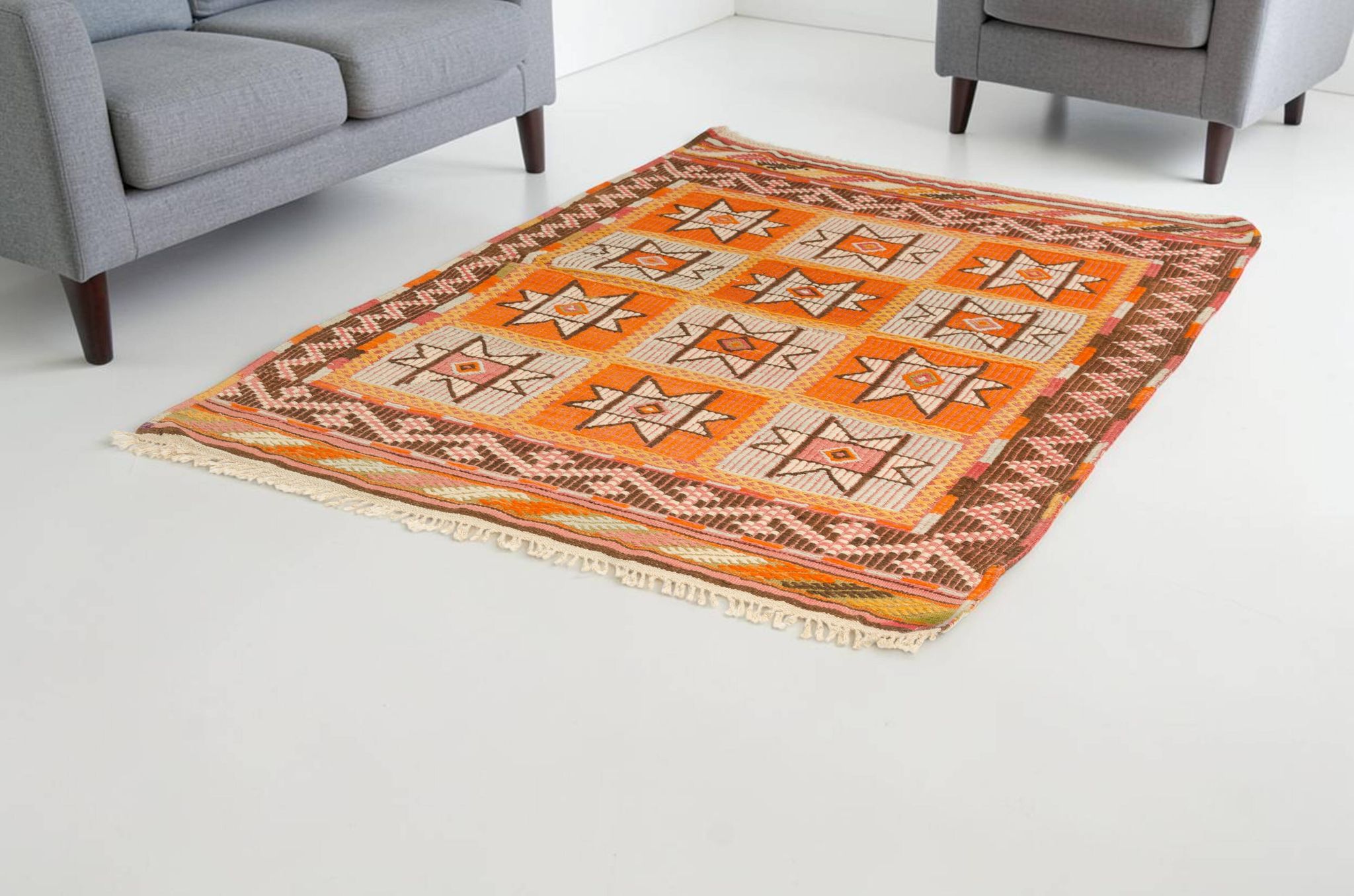 Vintage Turkish Kilim Rug, Handwoven Anatolian Accent Rug,sku-141