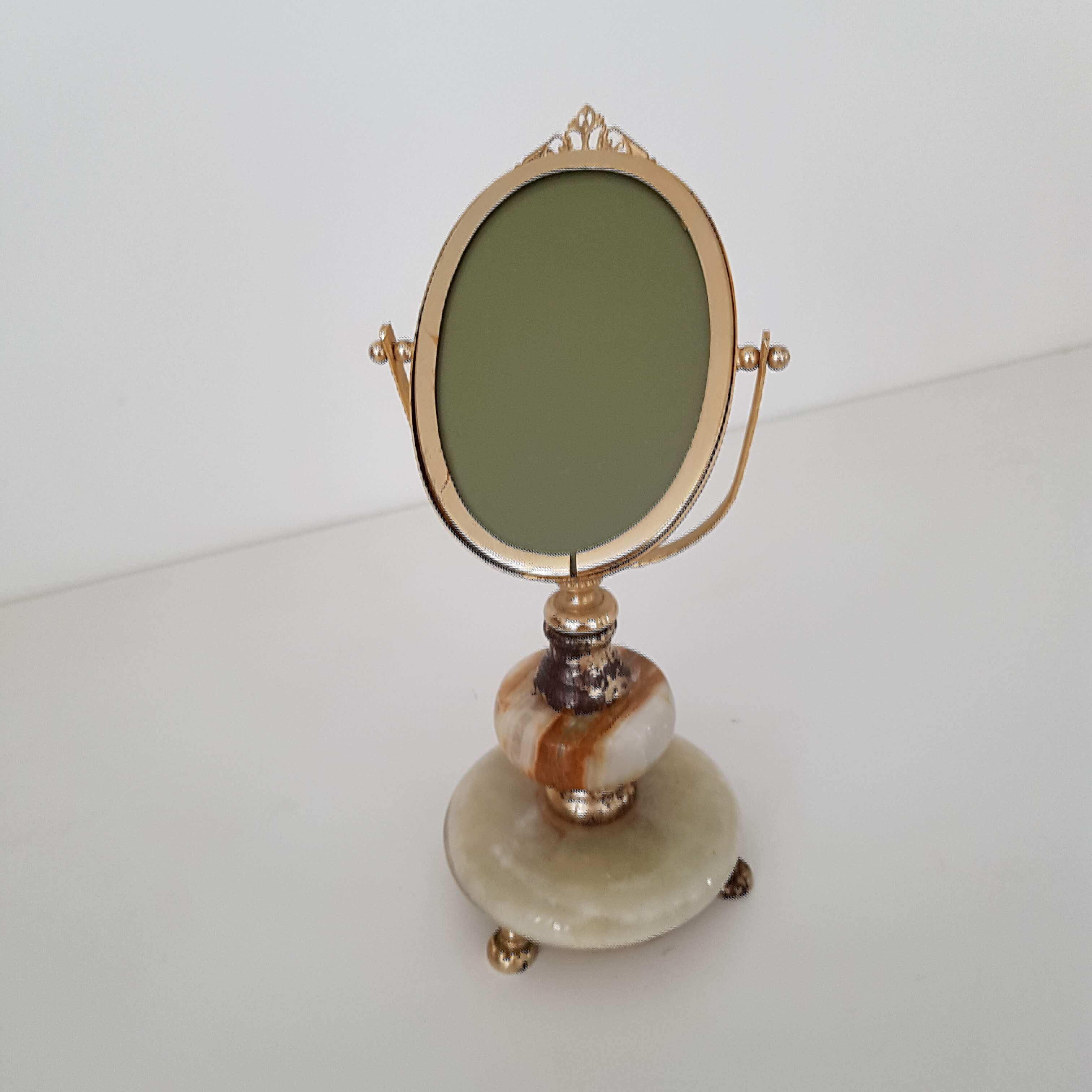 Mirror table vintage with foot psyche marble 26cm