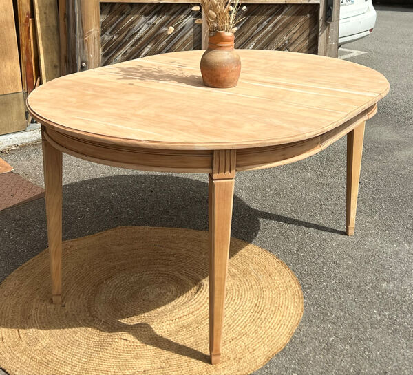 Table ronde 2 rallonges en bois massif brut - table ancienne rénovée