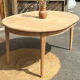 Round table with 2 extensions in raw solid wood - renovated antique table