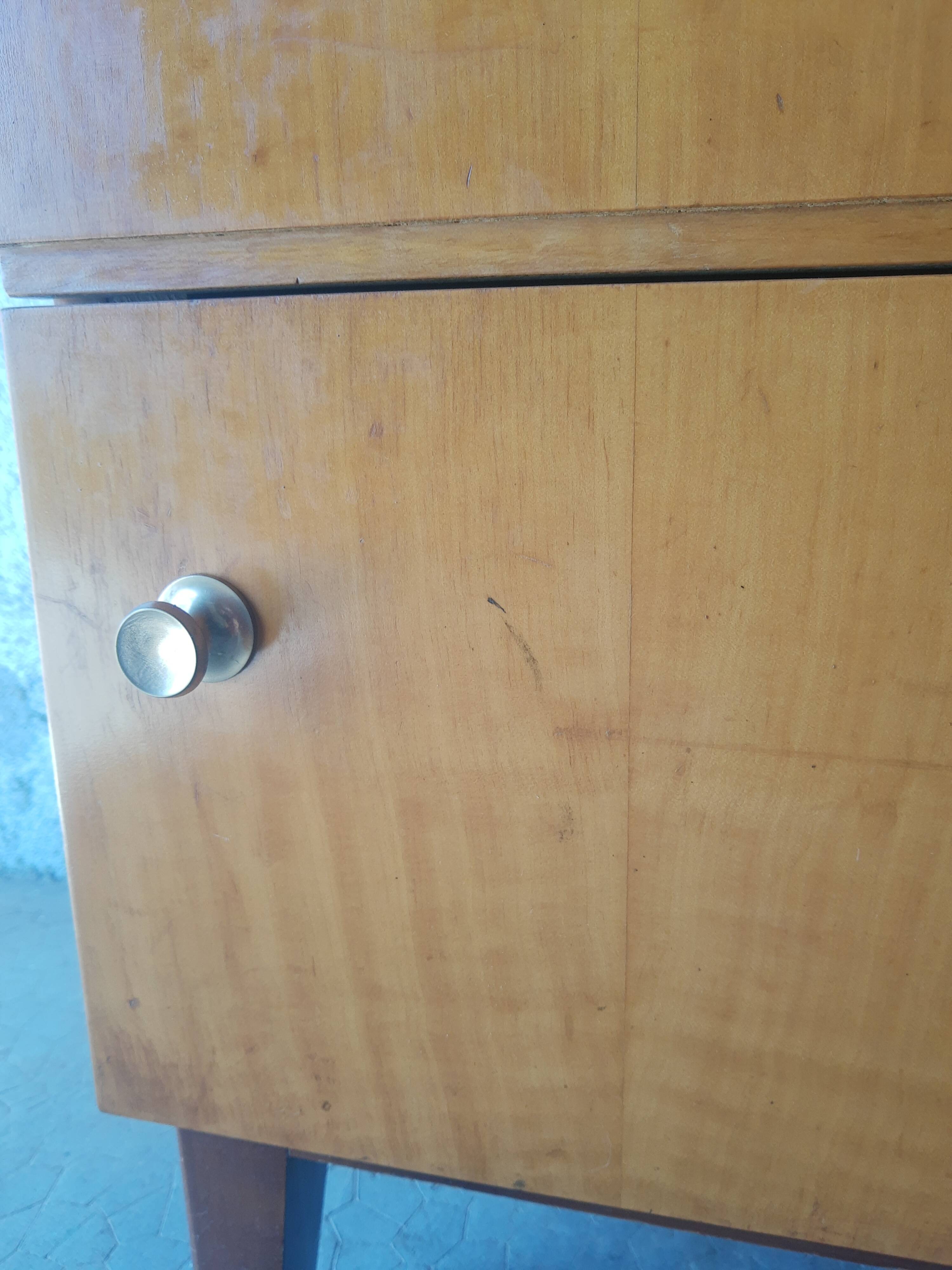 Vintage 70s light wood bedside table