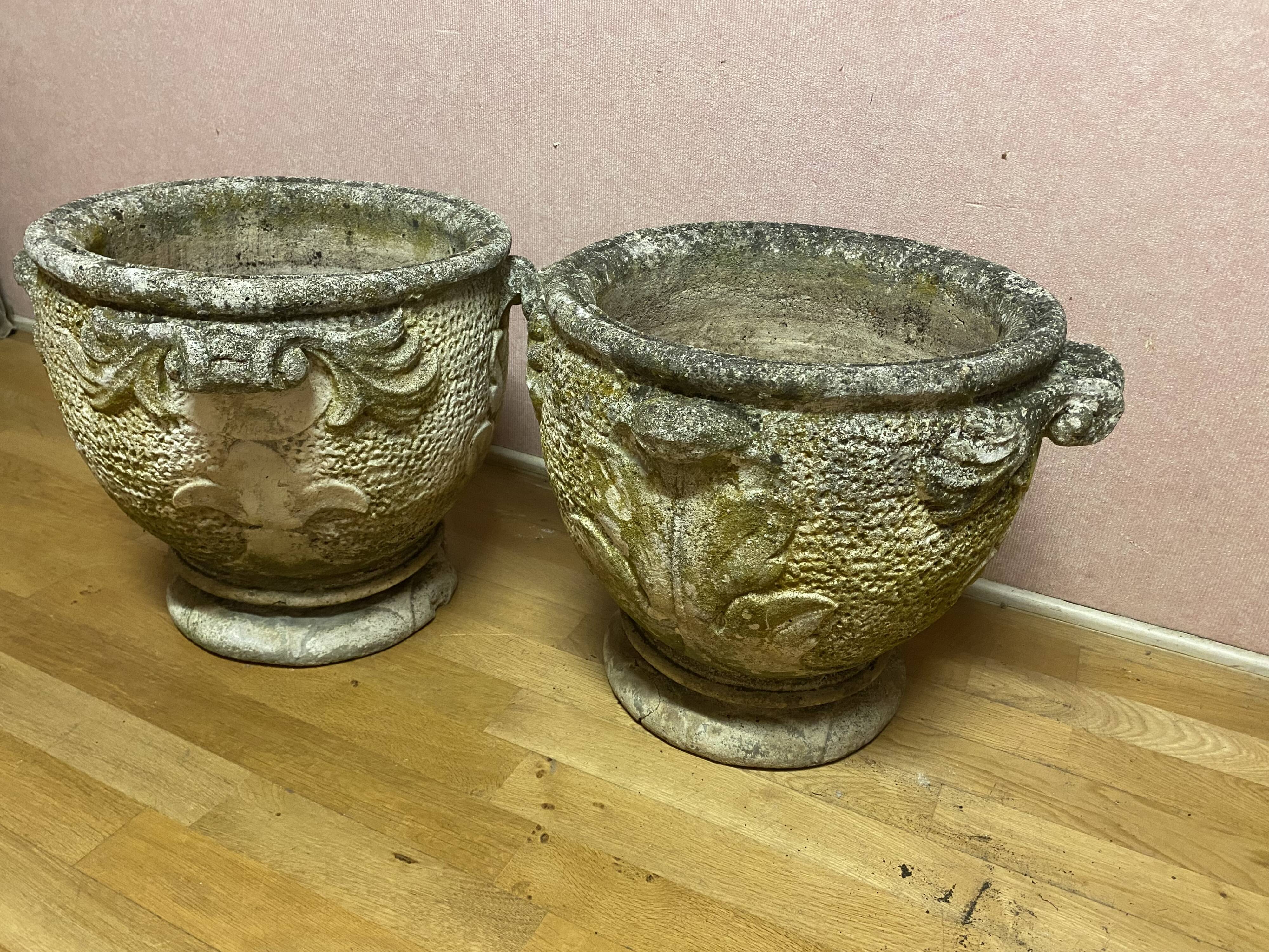 Pair of reconstituted stone planters
