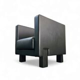 4 x Black Leather Poltrona Frau Moji Armchairs / sofa by Shigeru Uchida