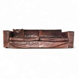 Massive / loose cover / brown leather / lounge sofa / 1970s/