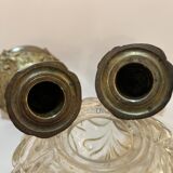 Pair of 19th century Louis XV style bronze candlesticks with arabesque rocaille candlestick
