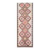Tapis couloir en laine et coton fait main Oushak turc des années 1970, 92x267.