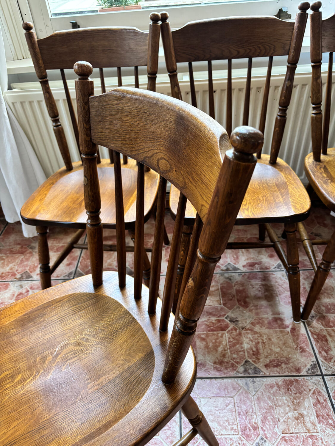 2 solid oak chairs