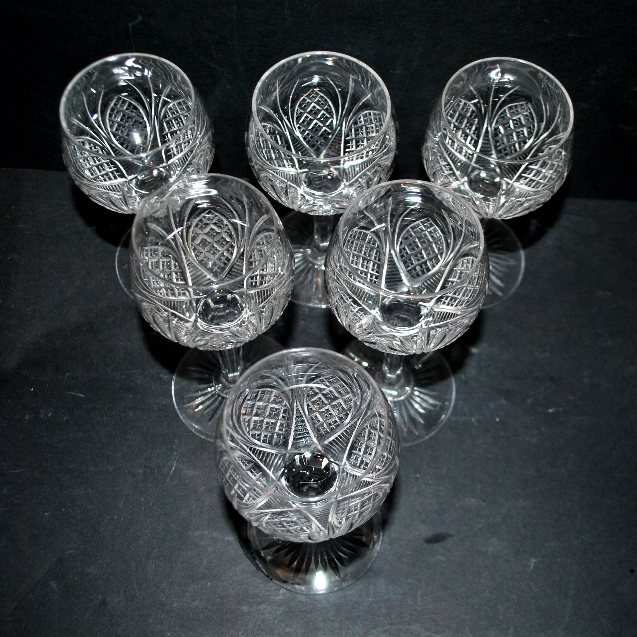 Set of 6 white wine glasses 1900 in cut crystal BACCARAT model 9157 catalog 1907 H13.5