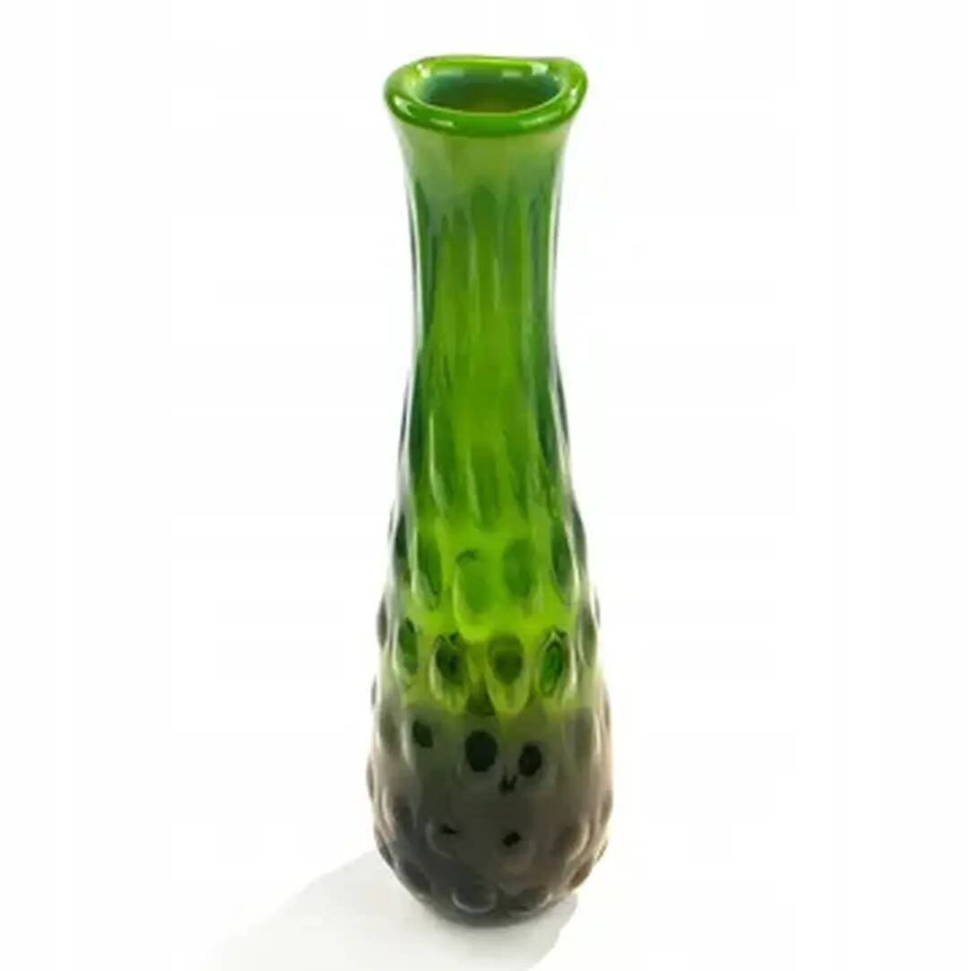 Vase en forme de haricot, moderne du milieu du siècle, en verre vert, design de J. Drost, Ząbkowice, Pologne, années 1970