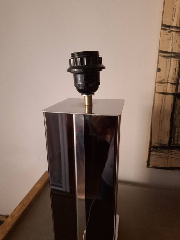 Pied de lampe années 70'S en plexi et chrome