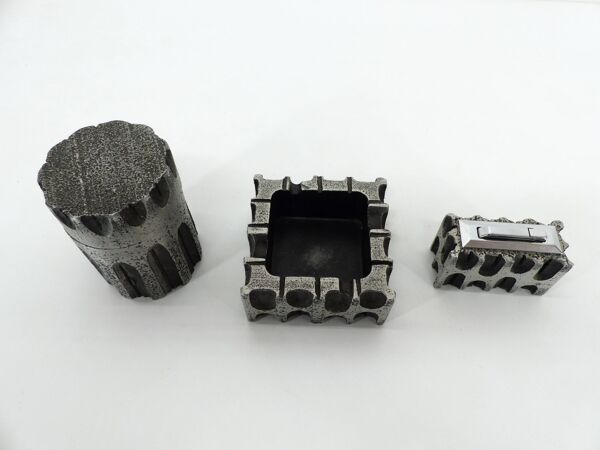 Set de fumeur brutaliste en aluminium Casper Studioguss 1970