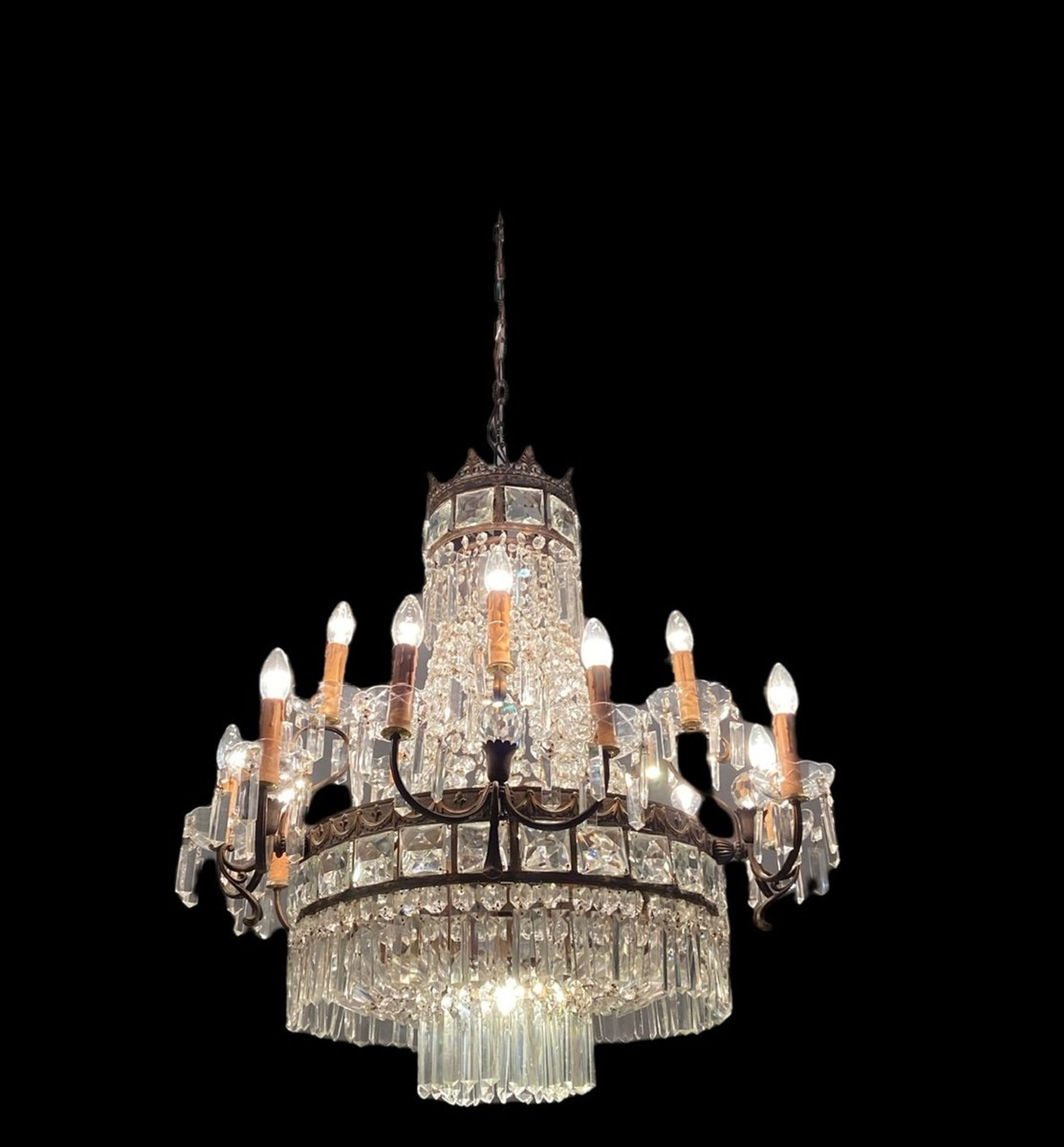 Lustre italien en cristal, années 1940