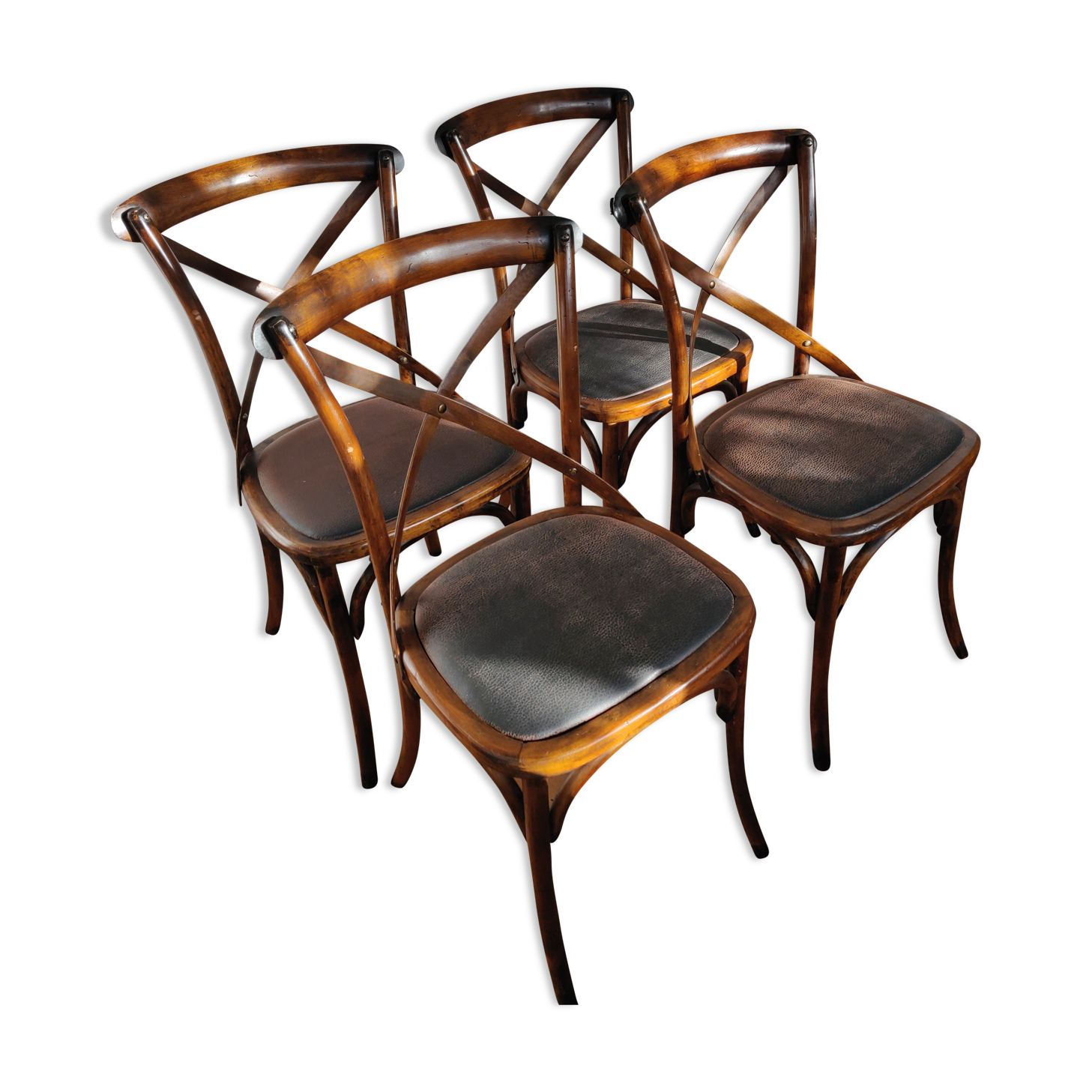 Set of 4 wooden bistro chairs