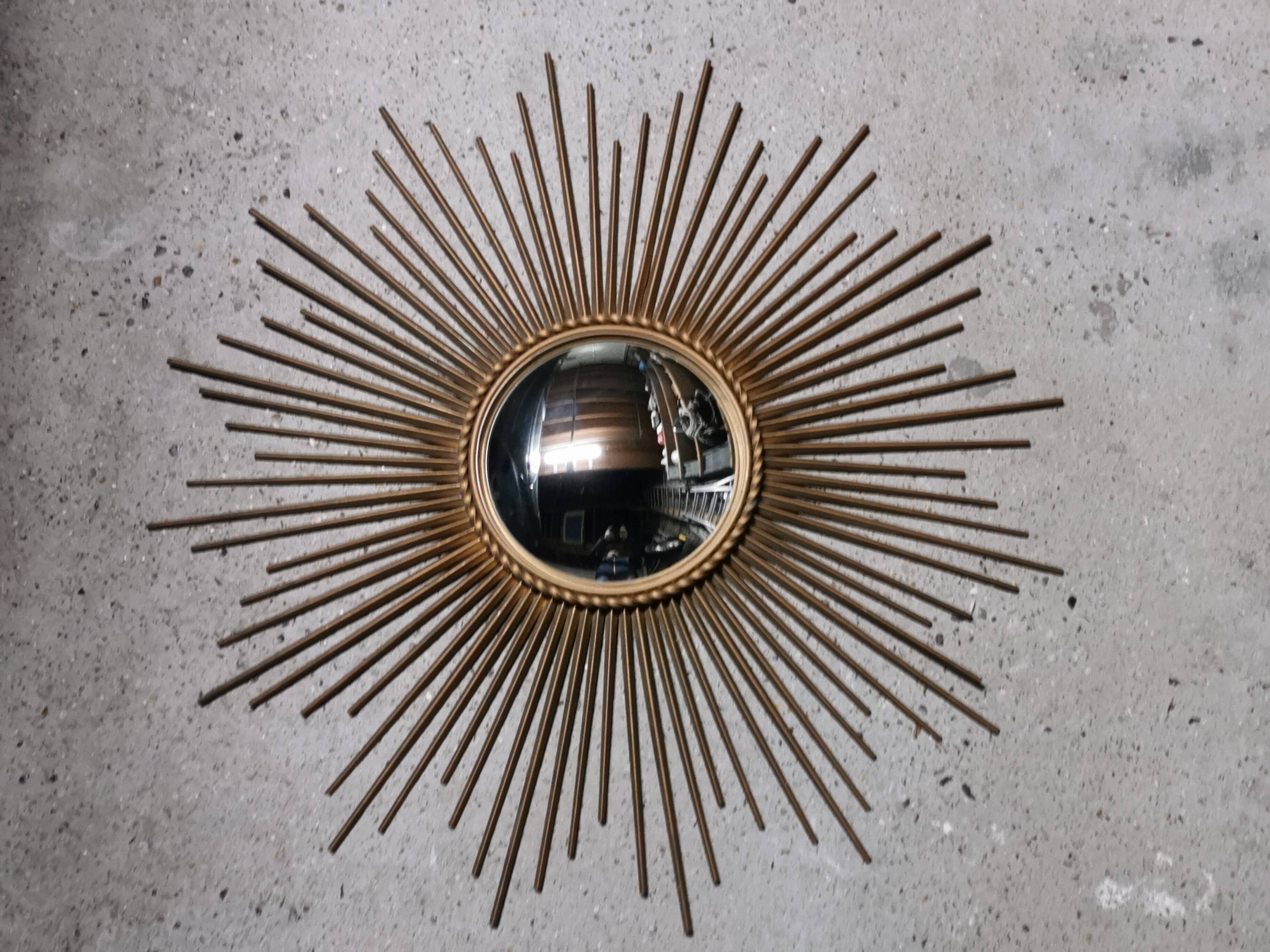 Large vintage mirror chaty vallauris 80 cm, sun, witch's eye