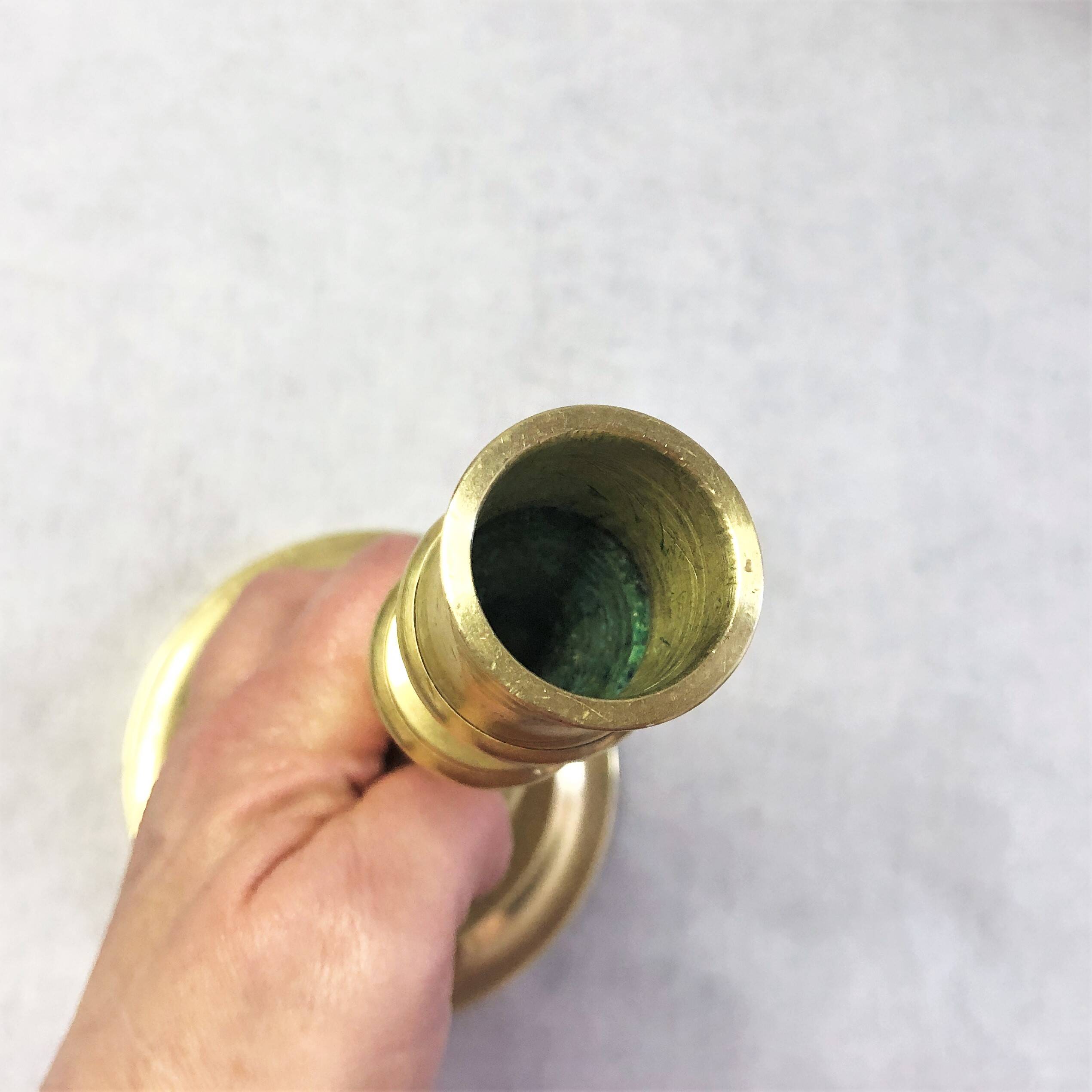 19th century gilded copper torch candle holder