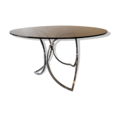 Table de repas chrome et verre années 70