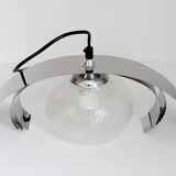 70's chrome metal/glass chandelier